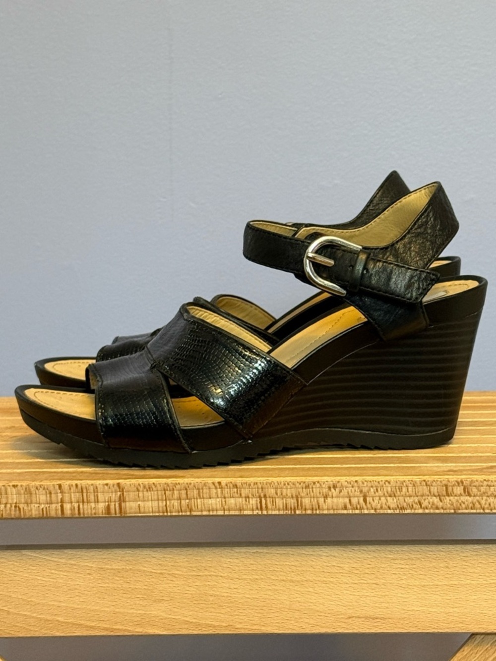 2/$40 Black Wedge Sandals